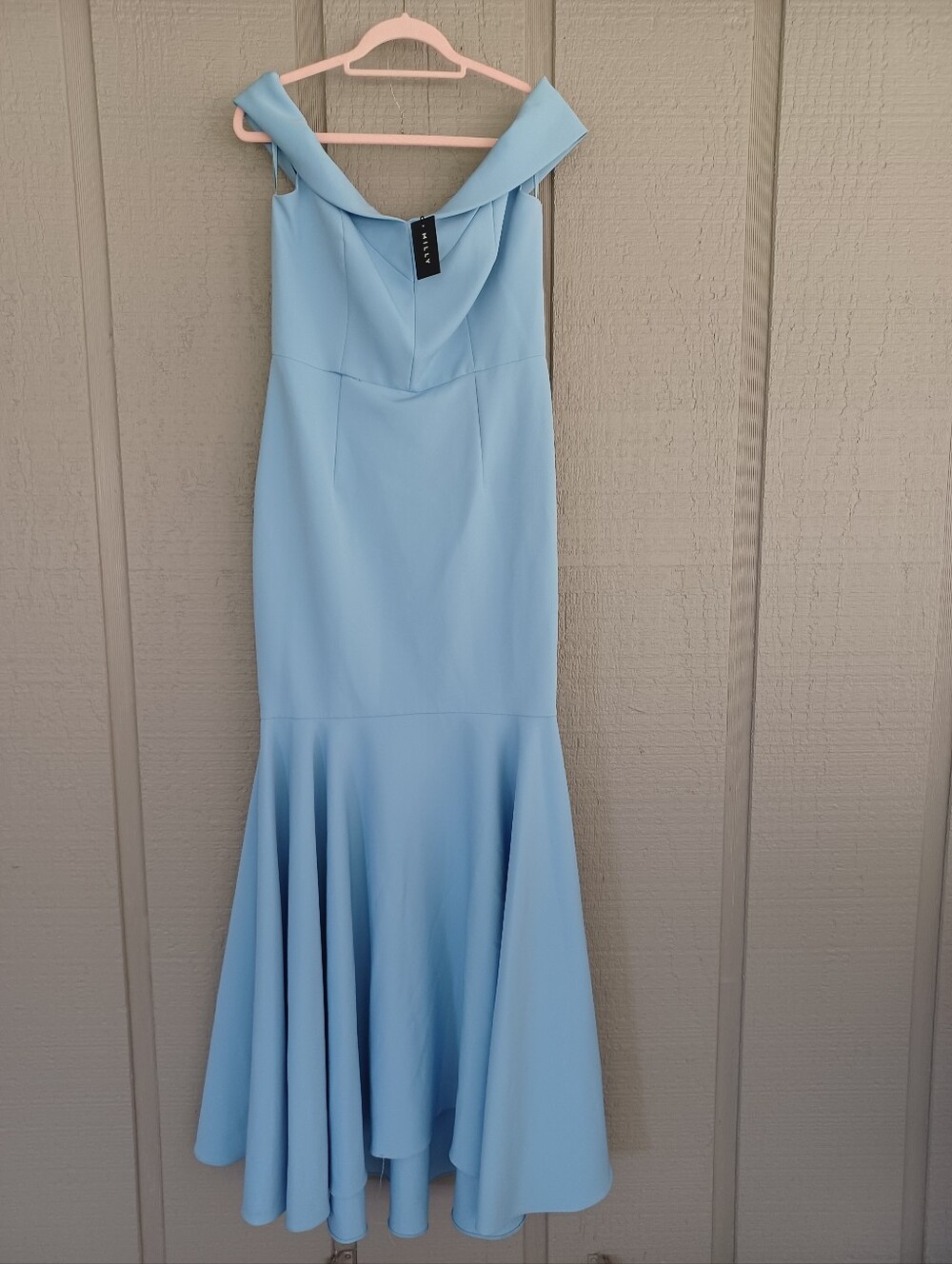 Milly Layla Stretch Crepe Mermaid Gown Size 12 Women's Mother Of Bride In Blue